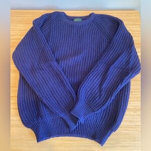 Vintage J Crew Rib Knit 100% Wool Fisherman Sweater - Size L or XL
